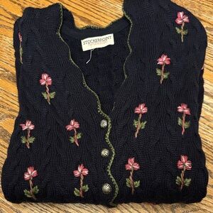 STOCKERPOINT 🌺 Handbestickt Floral Embroidered Cable Knit cardigan 💖NWOT